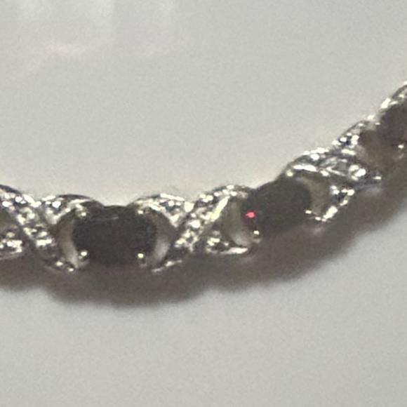 14k Gold plate over 925 Sterling Silver Garnet and Diamond Necklace - Picture 3 of 3